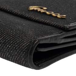 Pre Owned محفظة كونتيننتال غوتشي دينم أسود وجلد بالقلاب والشعار