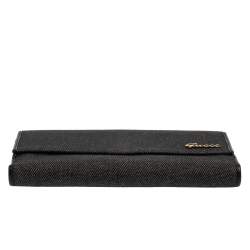 Pre Owned محفظة كونتيننتال غوتشي دينم أسود وجلد بالقلاب والشعار