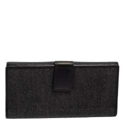 Pre Owned محفظة كونتيننتال غوتشي دينم أسود وجلد بالقلاب والشعار