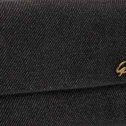 Pre Owned محفظة كونتيننتال غوتشي دينم أسود وجلد بالقلاب والشعار