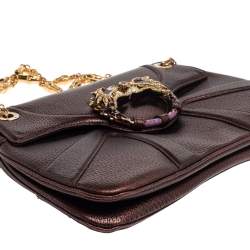 Pre Owned Gucci Purple Leather Limited Edition Tom Ford Dragon Shoulder Bag