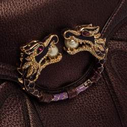 Pre Owned Gucci Purple Leather Limited Edition Tom Ford Dragon Shoulder Bag