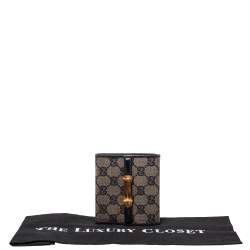Gucci Black GG Canvas Bamboo Bar Compact Wallet
