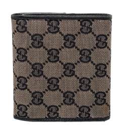 Gucci Black GG Canvas Bamboo Bar Compact Wallet