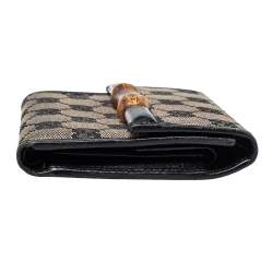 Gucci Black GG Canvas Bamboo Bar Compact Wallet