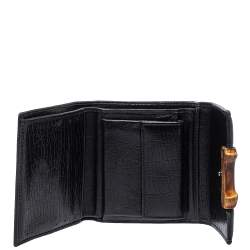 Gucci Black GG Canvas Bamboo Bar Compact Wallet
