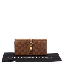 Pre Owned Gucci Brown Guccissima Leather Jackie Continental Wallet