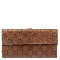 Pre Owned Gucci Brown Guccissima Leather Jackie Continental Wallet