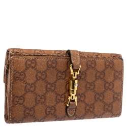 Pre Owned Gucci Brown Guccissima Leather Jackie Continental Wallet
