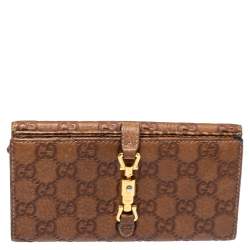 Pre Owned Gucci Brown Guccissima Leather Jackie Continental Wallet