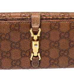 Pre Owned Gucci Brown Guccissima Leather Jackie Continental Wallet
