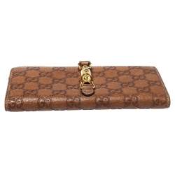 Pre Owned Gucci Brown Guccissima Leather Jackie Continental Wallet