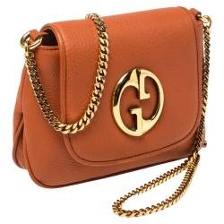 Pre Owned Gucci Burnt Orange Leather Small 1973 Shoulder Bag