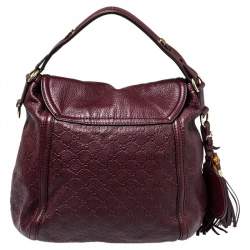Pre Owned Gucci Burgundy Guccissima Leather Large Techno Horsebit Hobo