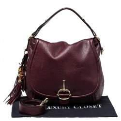 Pre Owned Gucci Burgundy Guccissima Leather Large Techno Horsebit Hobo