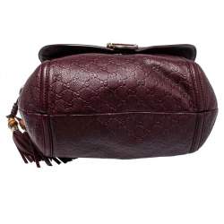 Pre Owned Gucci Burgundy Guccissima Leather Large Techno Horsebit Hobo