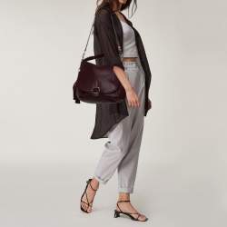 Pre Owned Gucci Burgundy Guccissima Leather Large Techno Horsebit Hobo