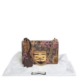 Pre Owned Gucci Multicolor GG Supreme Bengal Canvas and Leather Small Padlock Shoulder Bag