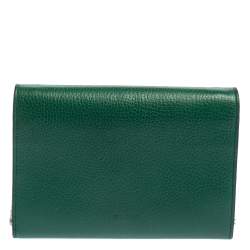 Pre Owned Gucci Green Leather Dionysus Wallet On Chain