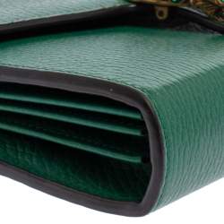 Pre Owned Gucci Green Leather Dionysus Wallet On Chain