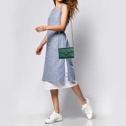 Pre Owned Gucci Green Leather Dionysus Wallet On Chain