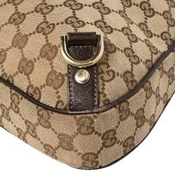 Pre Owned Gucci Beige/Brown GG Canvas and Leather Small Abbey D-Ring Hobo