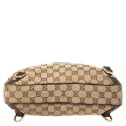 Pre Owned Gucci Beige/Brown GG Canvas and Leather Small Abbey D-Ring Hobo