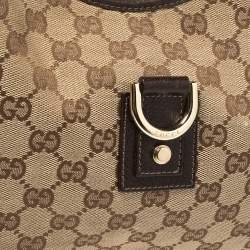 Pre Owned Gucci Beige/Brown GG Canvas and Leather Small Abbey D-Ring Hobo