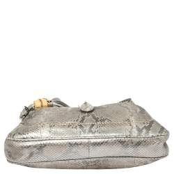 مملوكة مسبقًا حقيبة هوبو غوتشى جاكى متوسطة جلد ثعبان فضية 