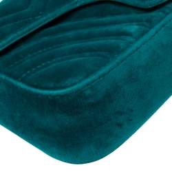 مملوكة مسبقًا Gucci Teal Matelasse Velvet Mini GG Marmont Shoulder Bag