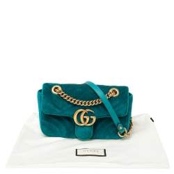 مملوكة مسبقًا Gucci Teal Matelasse Velvet Mini GG Marmont Shoulder Bag