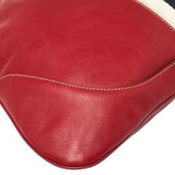 Pre Owned حقيبة كتف غوتشي نيو جاكي كبيرة بوفيه كانفاس وجلد أحمر