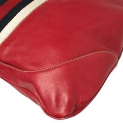 Pre Owned حقيبة كتف غوتشي نيو جاكي كبيرة بوفيه كانفاس وجلد أحمر