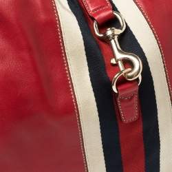 Pre Owned حقيبة كتف غوتشي نيو جاكي كبيرة بوفيه كانفاس وجلد أحمر