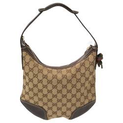 Pre Owned حقيبة غوتشي برينسي كانفاس وجلد جي جي إيبوني/بيج صغيرة