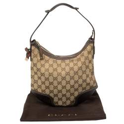 Pre Owned حقيبة غوتشي برينسي كانفاس وجلد جي جي إيبوني/بيج صغيرة