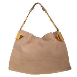 مملوكة مسبقًا حقيبة غوتشي جلد نوبوك بيج 1970 بشراشيب بيج متوسطة بسلسلة