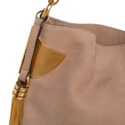 مملوكة مسبقًا حقيبة غوتشي جلد نوبوك بيج 1970 بشراشيب بيج متوسطة بسلسلة