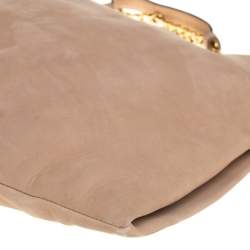 مملوكة مسبقًا حقيبة غوتشي جلد نوبوك بيج 1970 بشراشيب بيج متوسطة بسلسلة