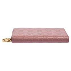 Gucci Pink Guccissima Leather GG Icon Zip Around Wallet   