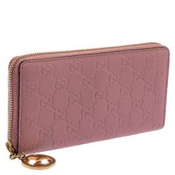 Gucci Pink Guccissima Leather GG Icon Zip Around Wallet   