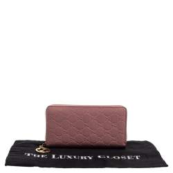 Gucci Pink Guccissima Leather GG Icon Zip Around Wallet   