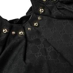 مملوكة مسبقًا Gucci Black GG Canvas and Leather Pelham Studded Hobo
