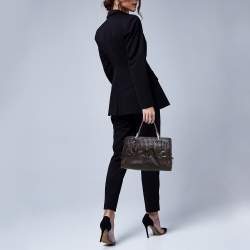 Lancel Dark Brown Braided Leather Front Pocket Tote 