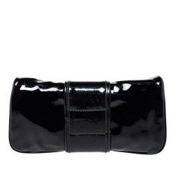 Pre Owned حقيبة كلتش غوتشي هيسريا جلد لامع أسود