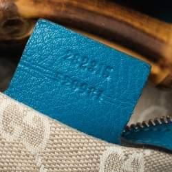 مملوكة مسبقًا Gucci Blue Pebbled Leather Diana Bamboo Handle Shoulder Bag