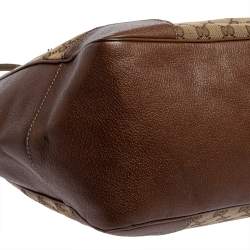 Pre Owned Gucci Brown GG Canvas and Leather Bree Tote