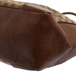 Pre Owned Gucci Brown GG Canvas and Leather Bree Tote