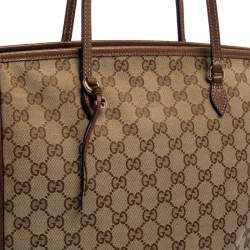 Pre Owned Gucci Brown GG Canvas and Leather Bree Tote