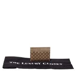 Pre Owned Gucci Metallic Beige Microguccissima Leather Card Holder